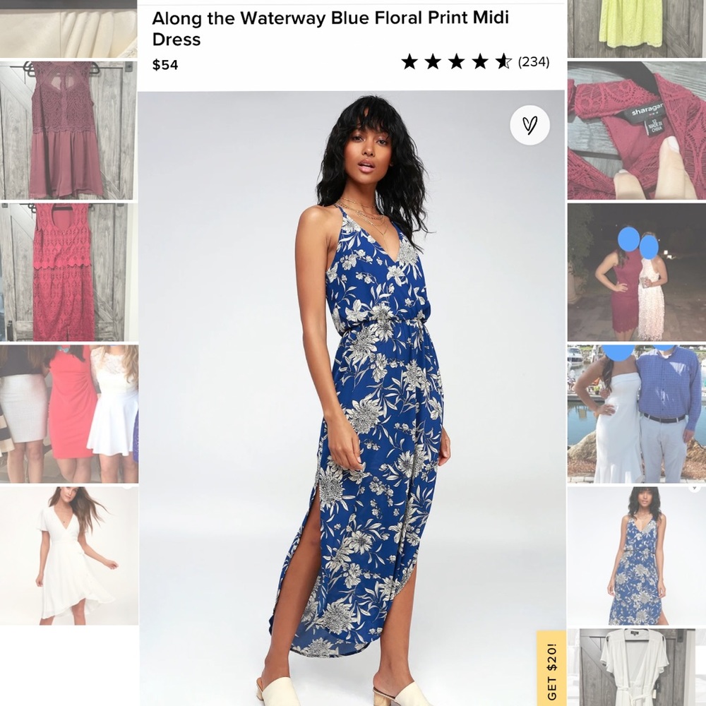 Lulu’s blue and white floral midi dress, size L (worn once) - Picture 2 of 5